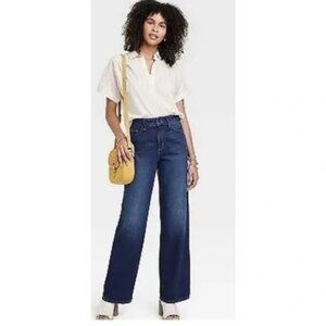 UNIVERSAL THREAD HIGH RISE WIDE LEG JEANS - MED DARK WASH -  Stretch -  NWT Wow!